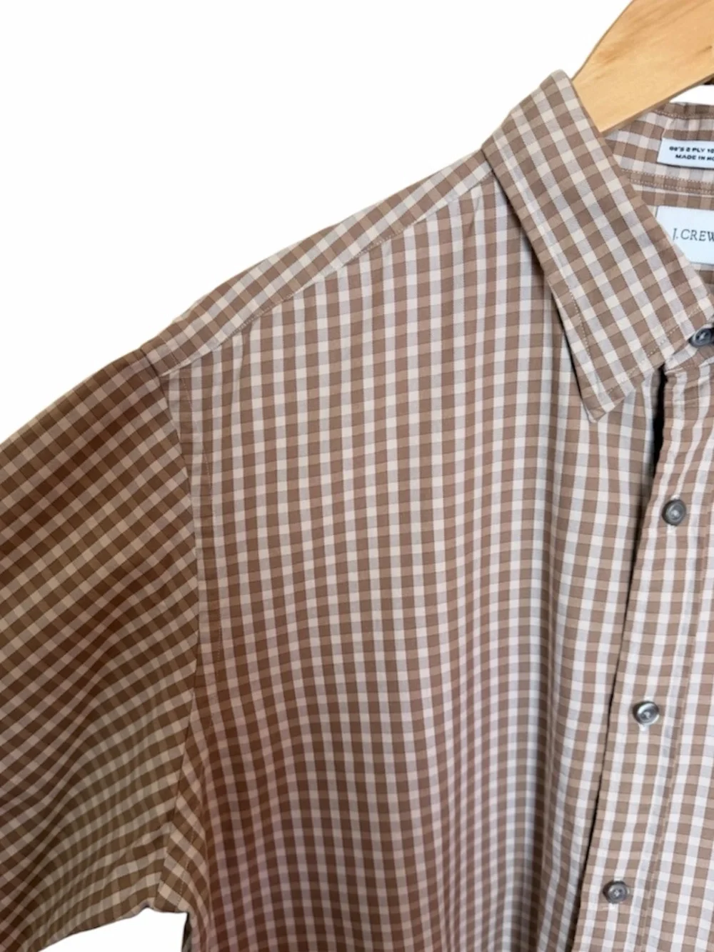 J. Crew Brown Plaid 100% Cotton Button-Up Shirt. Size Large